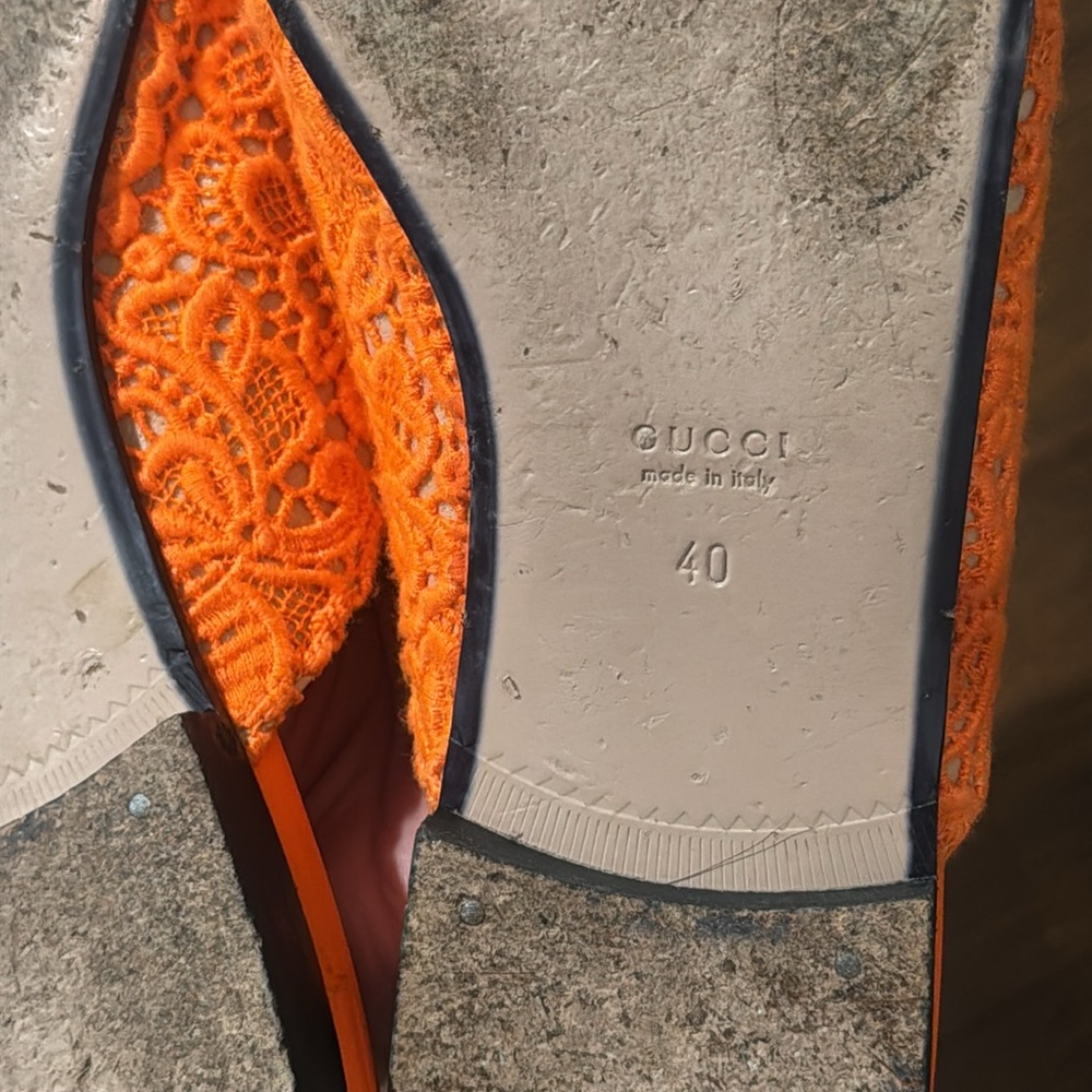 Gucci - Women’s Princetown Flat Slipper - Orange - Size: 40 / US 10 - Picture 5 of 9